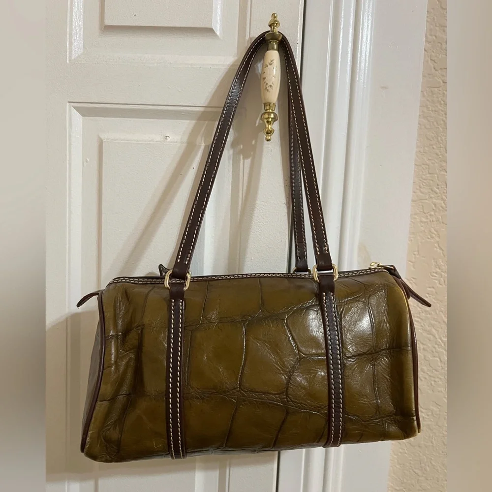 Vintage Douney and Bourke Olive Green croc Leather Handbag - Picture 2 of 9
